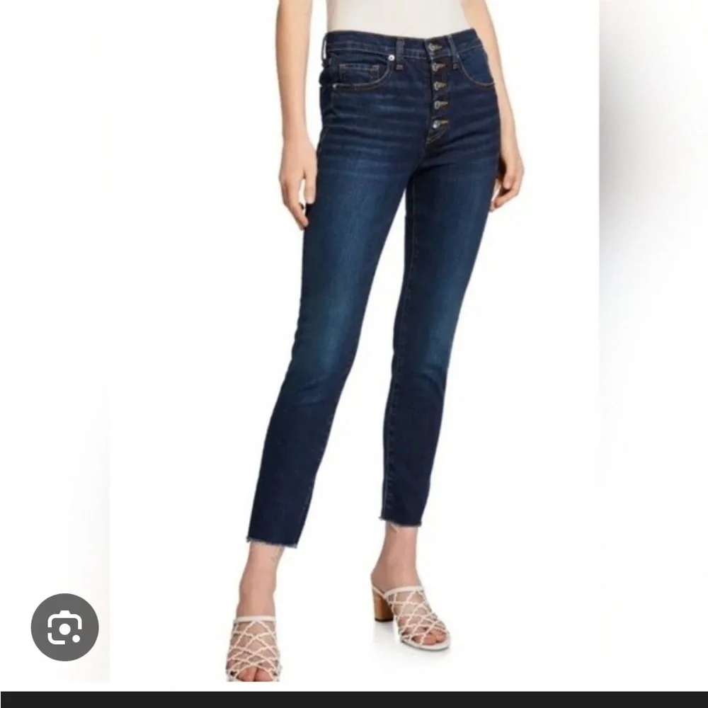 Veronica Beard Debbie 10” High Rise Button Fly Skinny Jeans dark vtg Sz 24 NWT